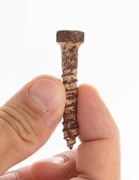 Rusted old screw isolated — Stock Photo, Image