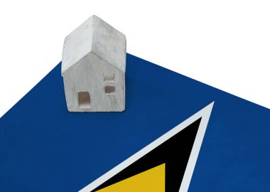 Bir bayrak - Saint Lucia üzerinde küçük ev