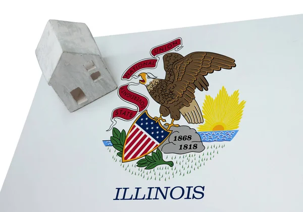 Litet hus på en flagga - Illinois — Stockfoto