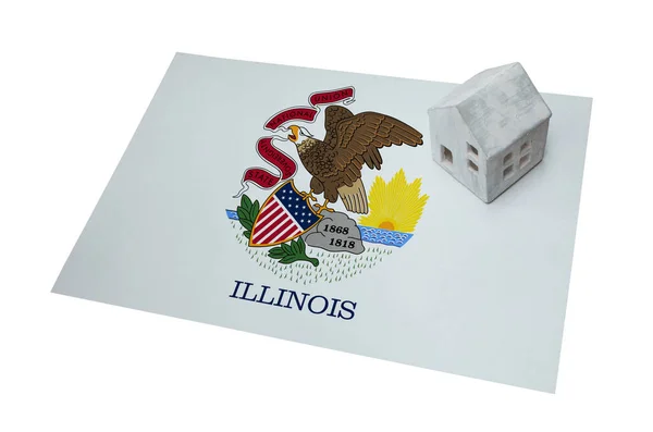 Bir bayrak - Illinois üzerinde küçük ev — Stok fotoğraf