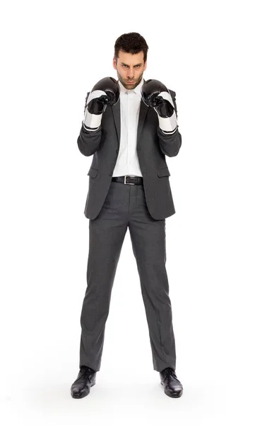 Businessman in boxing gloves — Stock Photo, Image