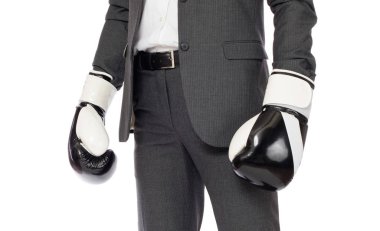 Boks eldivenli iş adamı 