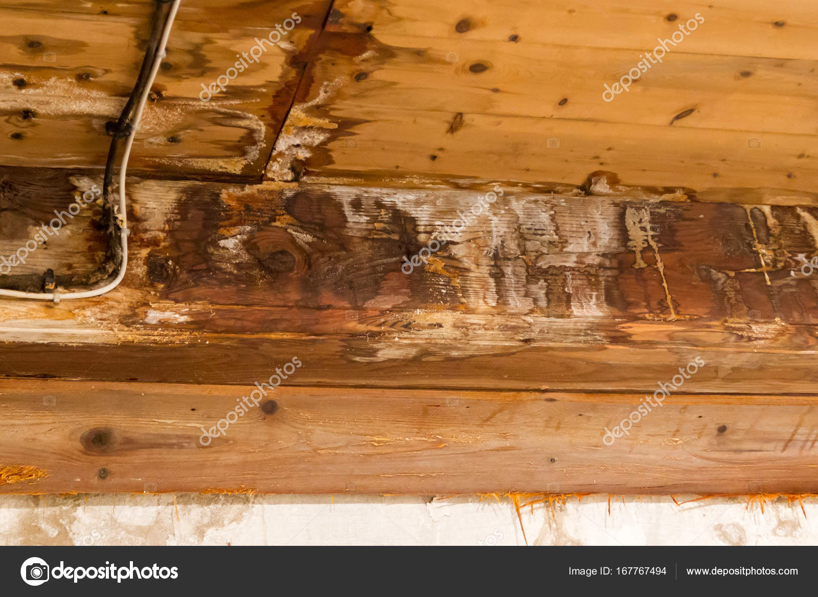 Water Damaged Ceiling And Wall Stock Photo