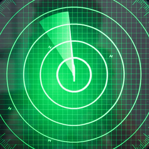 Schermo radar verde con puntini — Foto Stock