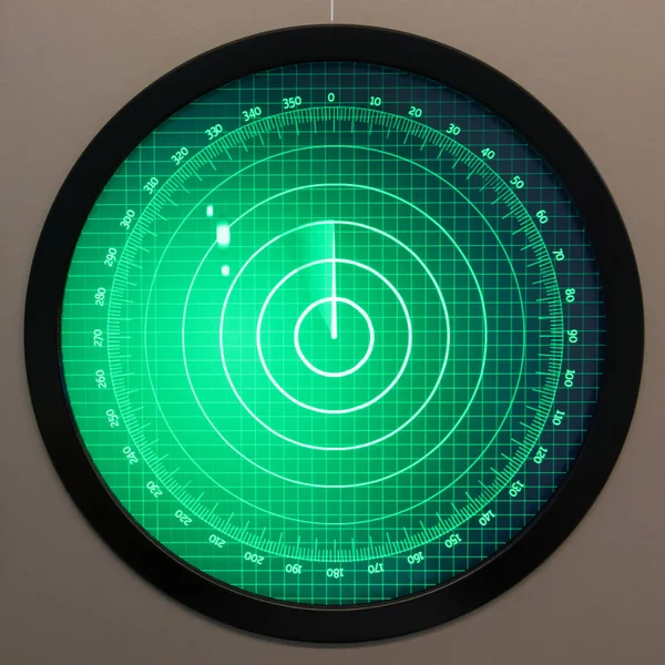 Groene radarscherm met stippen — Stockfoto