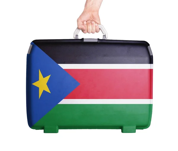 Valigia in plastica usata con macchie e graffi - Sud Sudan — Foto Stock