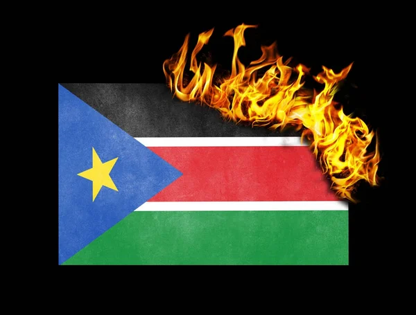 Quema de la bandera - Sudán del Sur —  Fotos de Stock