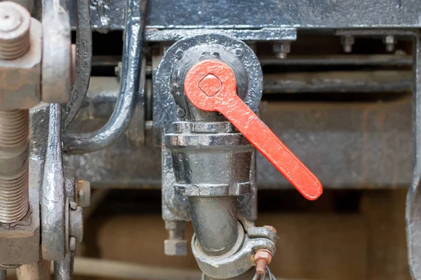 Old lever on a vintage train — Stock Photo, Image