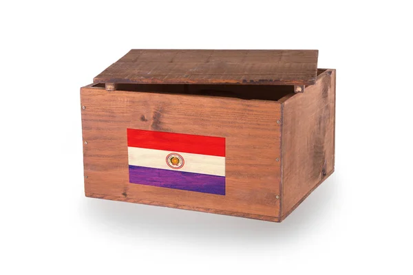 Caja de madera aislada sobre fondo blanco — Foto de Stock