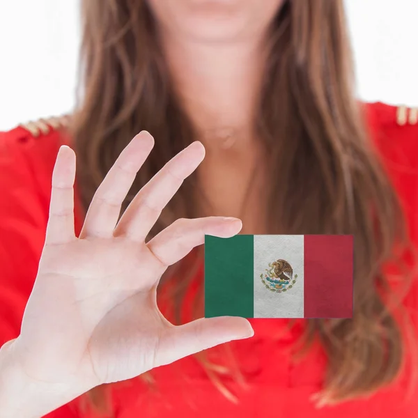 Woman showing a business card - Mexico — Stock Photo, Image