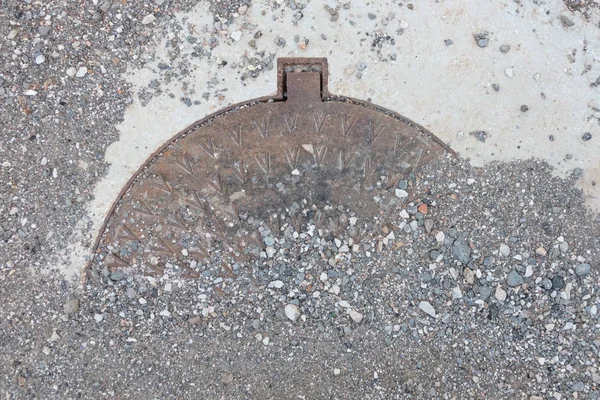 Circle steel manhole cover — Stock Photo, Image