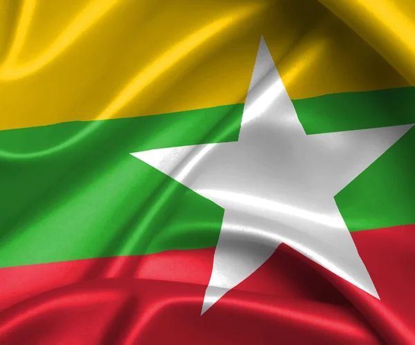 Bandiera sventolante Myanmar — Foto Stock