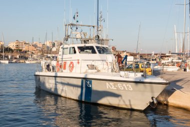 Sounion, Yunanistan, 21 Ekim 2017. Yunan m liman görünüm