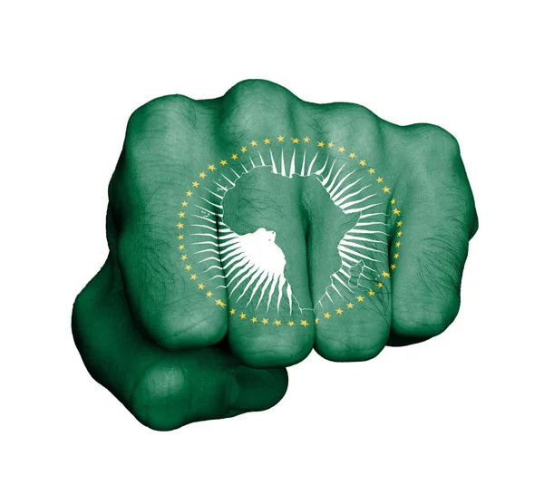 Fist of a man punching - African Union — Stock Photo, Image