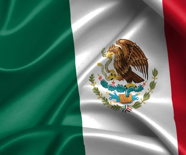 Meksika bayrağı - sallayarak — Stok fotoğraf