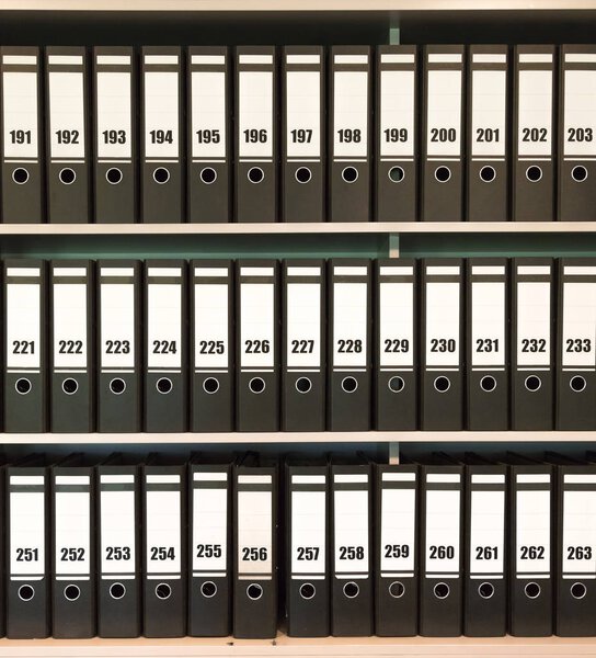 Many folders in a closet