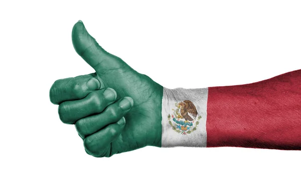 老妇人与关节炎给竖起大拇指的标志-墨西哥 — 图库照片