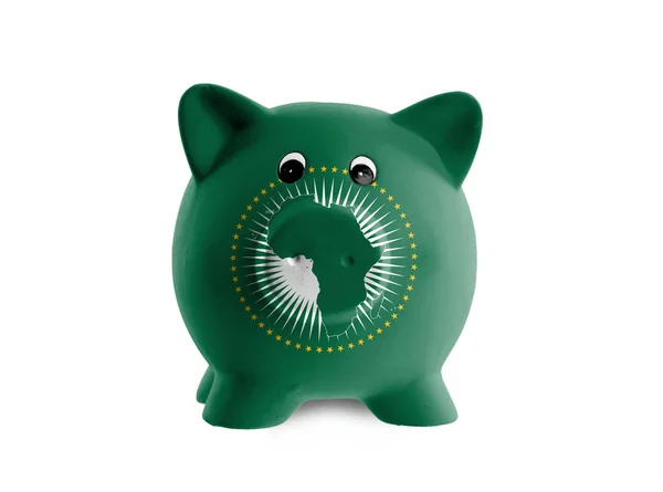 Ceramic piggy bank with painting of national flag — Stock Photo, Image
