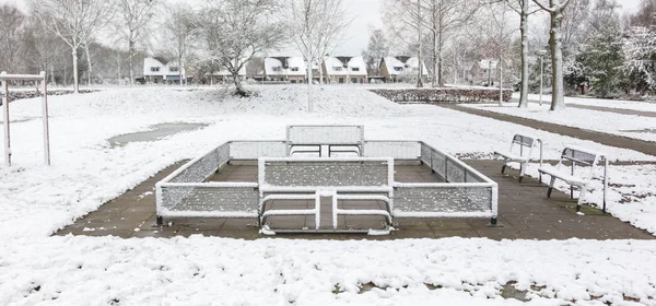 Playground in kindergarten for children in winter — Stock Photo, Image