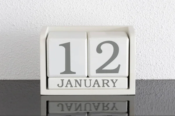 Calendario bloque blanco fecha actual 12 y mes enero — Foto de Stock