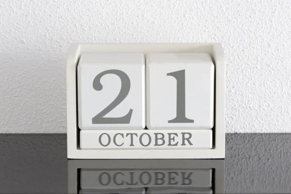 White block calendar present date 21 and month October — Stock Photo, Image