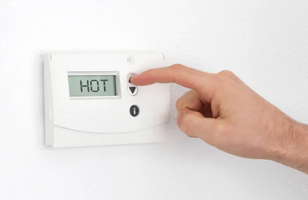 Vintage digital thermostat - Hot — Stock Photo, Image