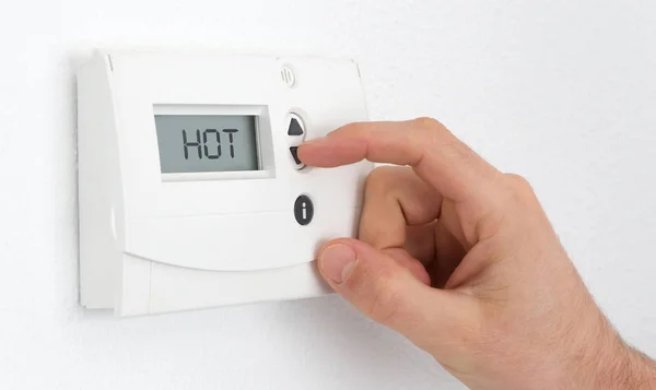 Vintage digital thermostat - Hot — Stock Photo, Image