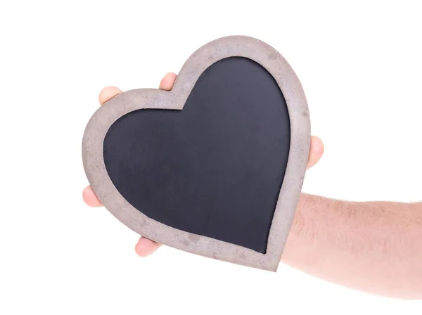 Adulto segurando chalkboard em forma de coração — Fotografia de Stock