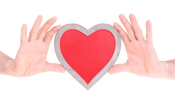 Adult holding heart shaped chalkboard — Stock Photo, Image