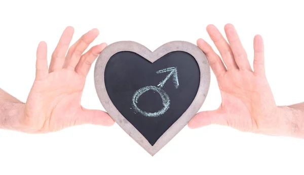 Adult holding heart shaped chalkboard - Female — Stock Photo, Image