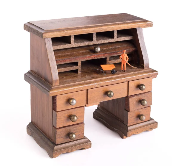 Małe biurko vintage - polityka czystego biurka — Zdjęcie stockowe