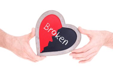 Kara tahta - kırık kalp tutan yetişkin şeklinde