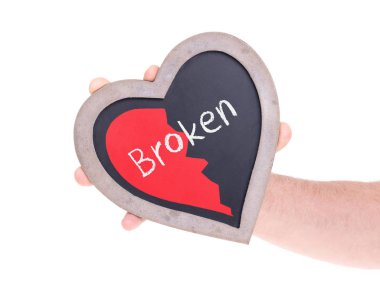 Kara tahta - kırık kalp tutan yetişkin şeklinde