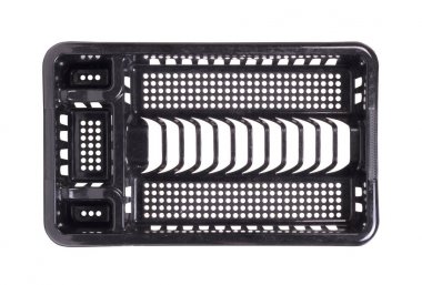 Kirli siyah çanak raf