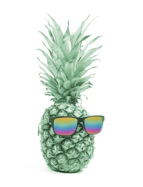 Funny pineapple with sunglasses — Stock Photo, Image