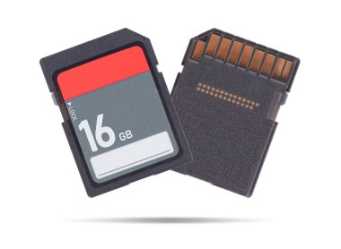 Beyaz arka plan üzerinde - 16 gigabayt izole hafıza kartı