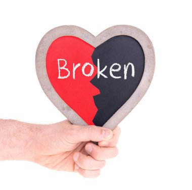 Kara tahta - kırık kalp tutan yetişkin şeklinde