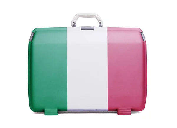 Gebruikte Kunststof Koffer Met Vlekken Krassen Afgedrukt Met Vlag Italië — Stockfoto
