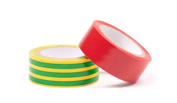 Roll of yellow and red insulation tape isolated — ストック写真