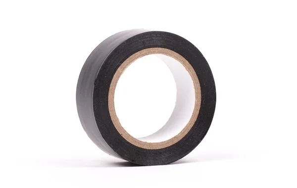 Roll of black insulation tape isolated — ストック写真