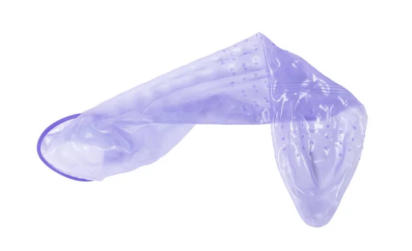 Blå kondom, isolerad — Stockfoto