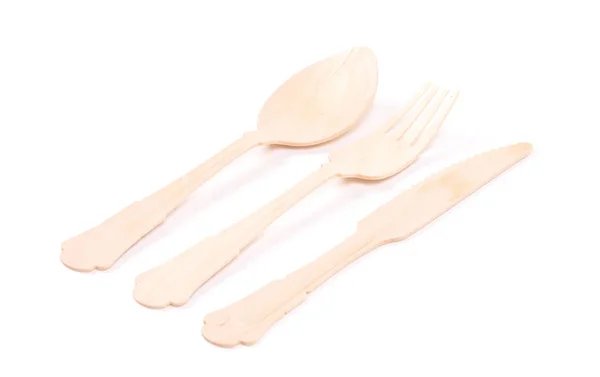 Eco friendly wooden cutlery, plastic free concept — Stock Photo, Image