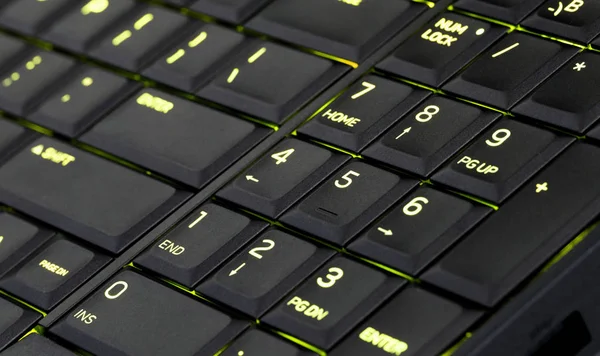 Close Led Backlit Computer Laptop Keyboard Yellow — Stock Photo, Image