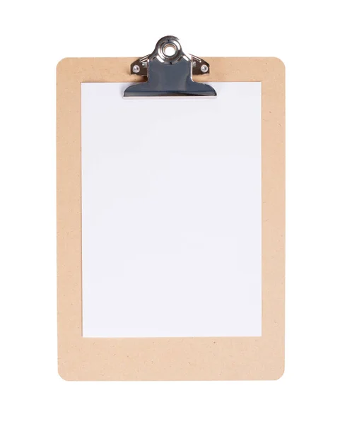 Clipboard Madeira Isolado Fundo Branco — Fotografia de Stock