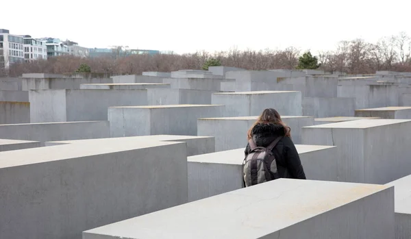 Berlijn Duitsland December 2019 Holocaust Monument Zicht Het Veld Vanaf — Stockfoto