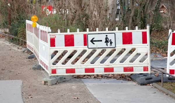 Repair Pedestrian Footpath Direction Left — 图库照片