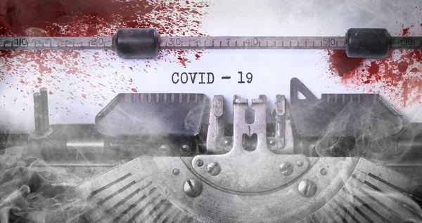Close Vintage Typewriter Biohazard Covid — Φωτογραφία Αρχείου