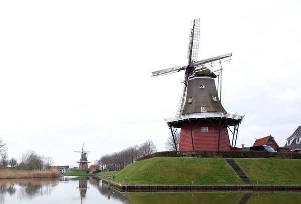 Dokkum Netherlands December 2019 Canal Windmill Fortifications Fortified Town Dokkum — Stock fotografie