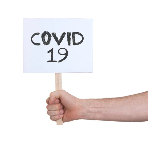 Sign Hand Isolated White Covid — Stock fotografie