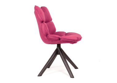 Süet ve metalden yapılmış modern sandalye, beyaz üzerine izole edilmiş.